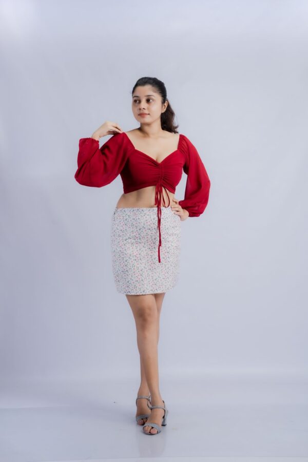 Crossing Merron Crop top and printed short skirt