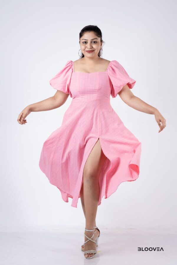 Short sleeve pinki long frock