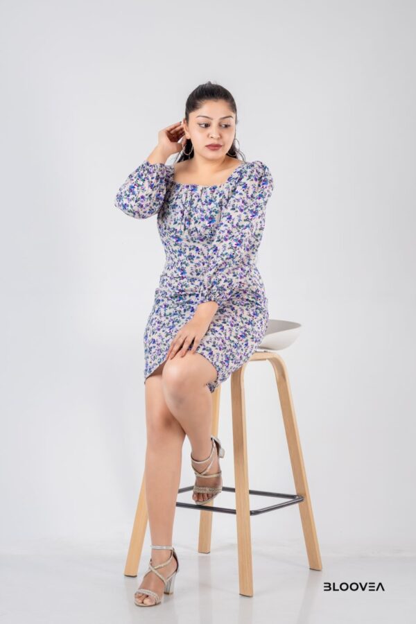 Longsleeve floral printed short dress