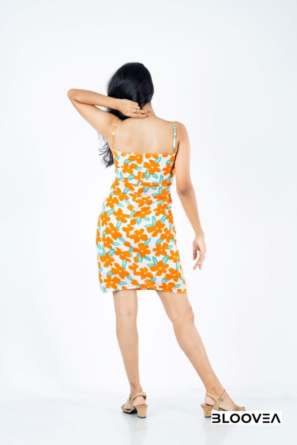 Sleeveless orange floral dress