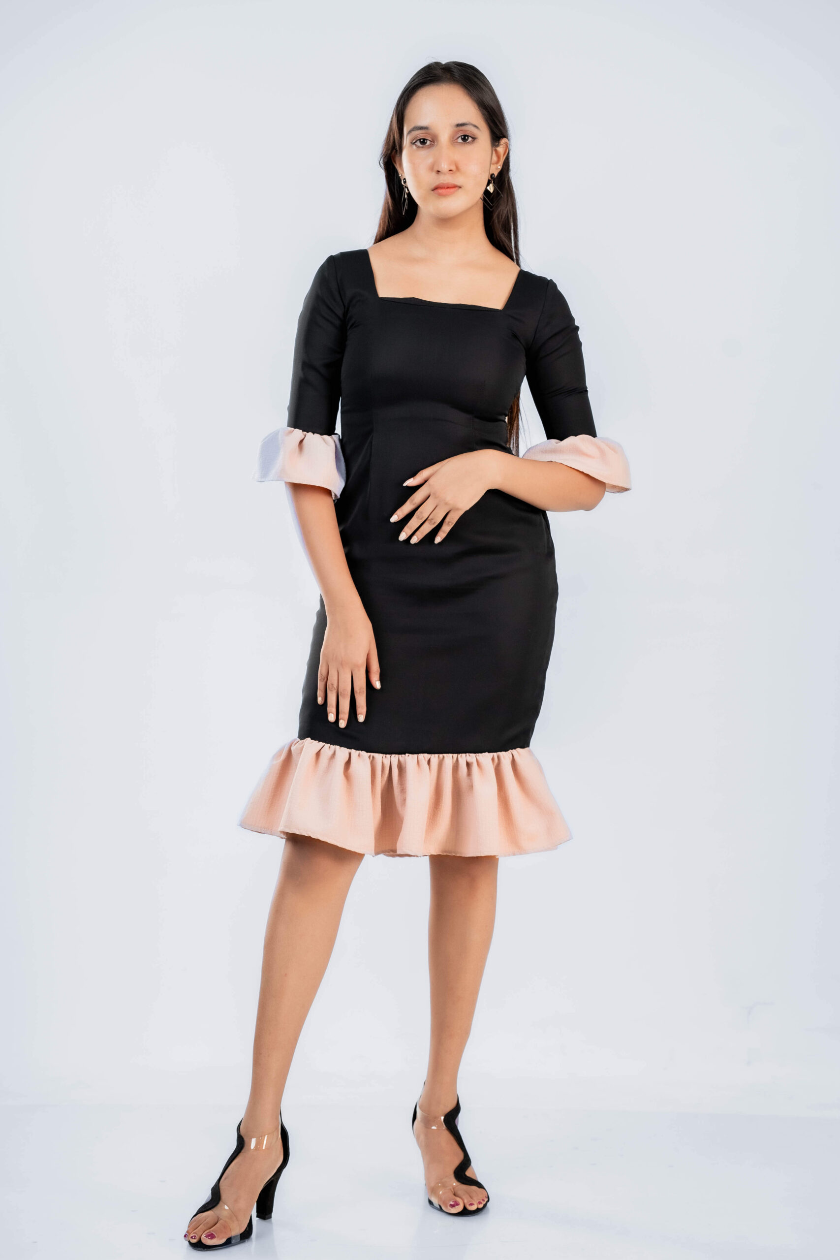 Ruffel black frock