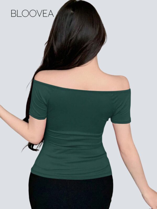 Summer Casual Solid Color Wrap Short Sleeve T-Shirt