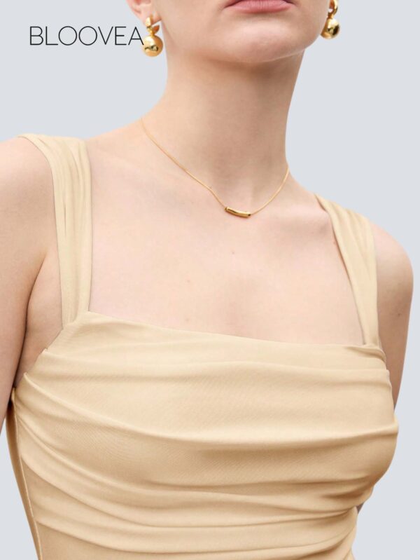 Solid Color Pleated Slim Fit Camisole