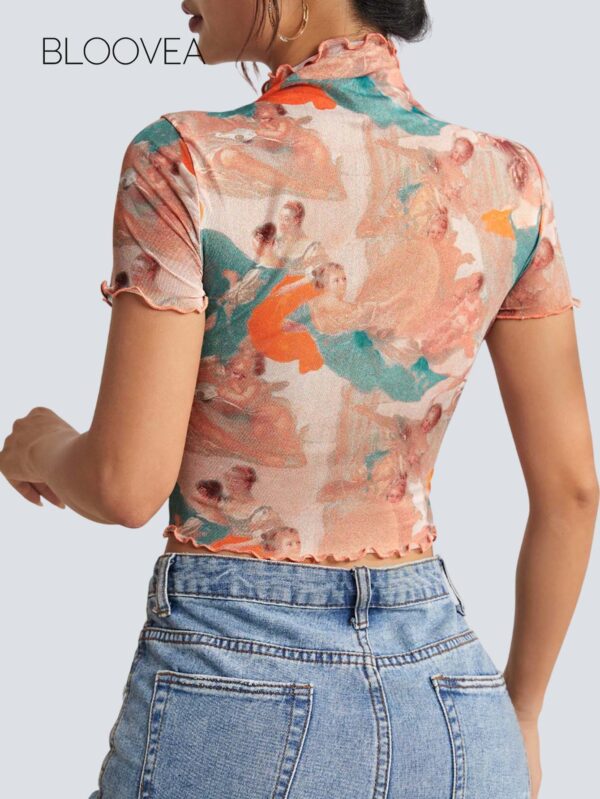 Stand Collar Short Sleeve Top